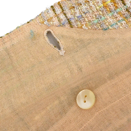 Chanel 1999 Double Breasted Tweed Jacket Beige #36