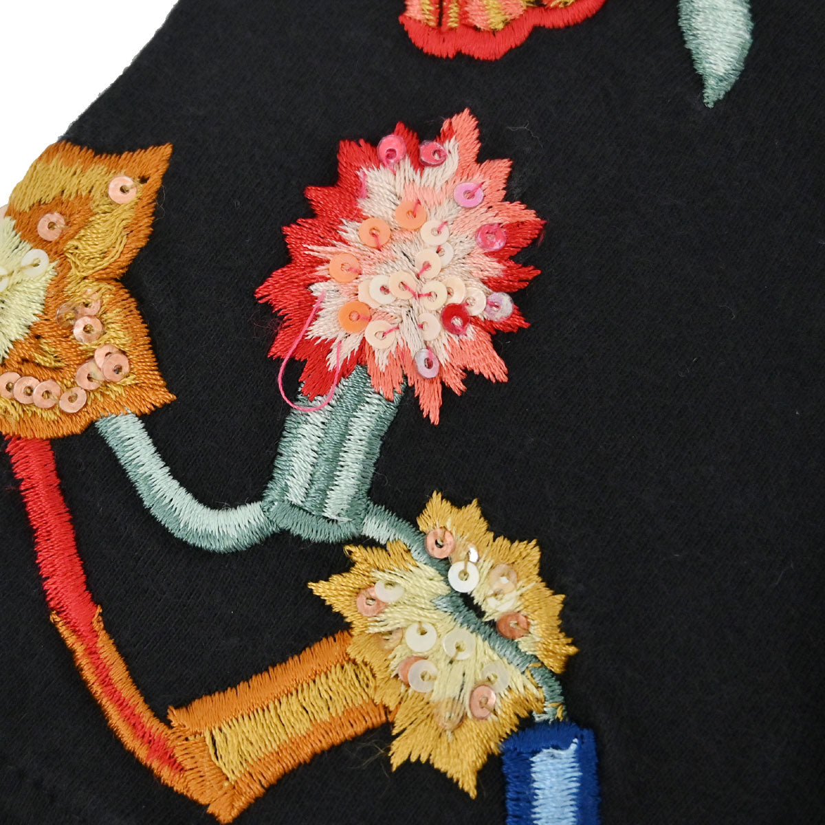 Christian Dior 2001 T-shirt Top Embroidery Sequins Black #38