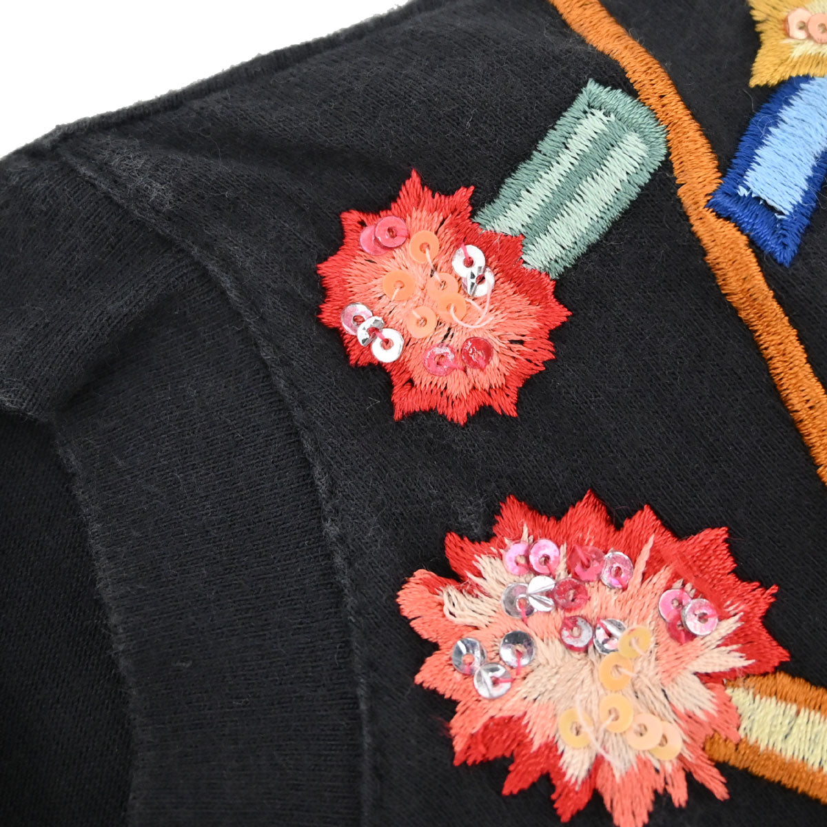 Christian Dior 2001 T-shirt Top Embroidery Sequins Black #38