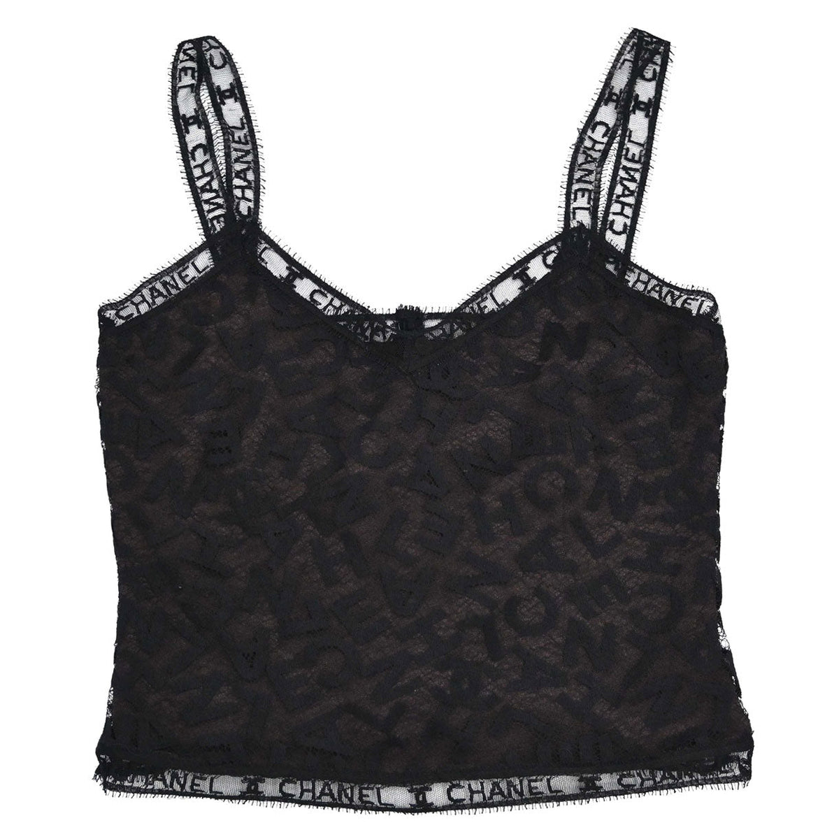 Chanel 1998 Camisole Lace Top Black Brown #36