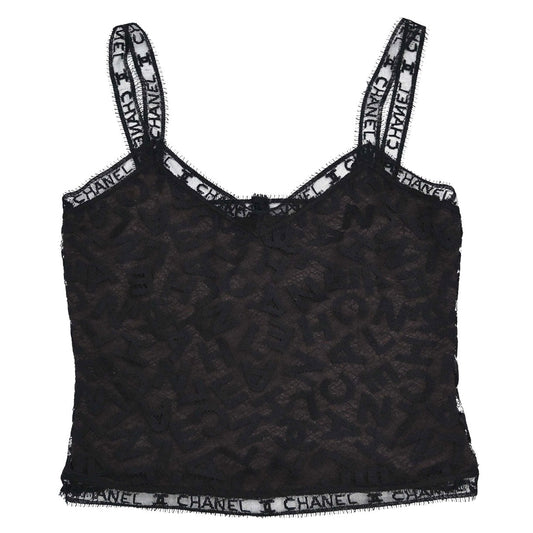 Chanel 1998 Camisole Lace Top Black Brown #36