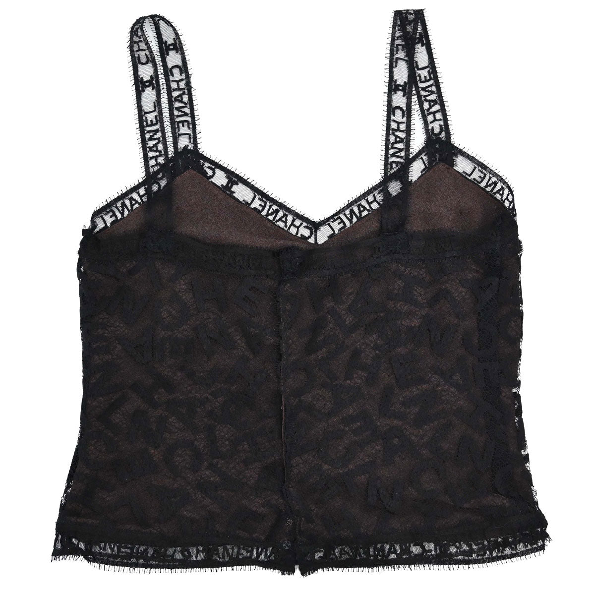 Chanel 1998 Camisole Lace Top Black Brown #36