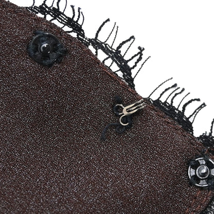 Chanel 1998 Camisole Lace Top Black Brown #36