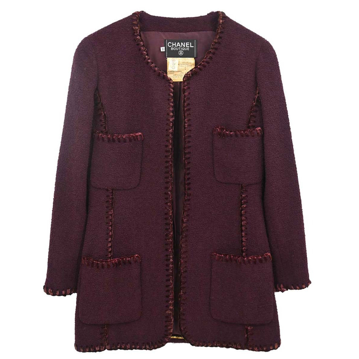 Chanel 1993 Collarless Jacket Brown #36