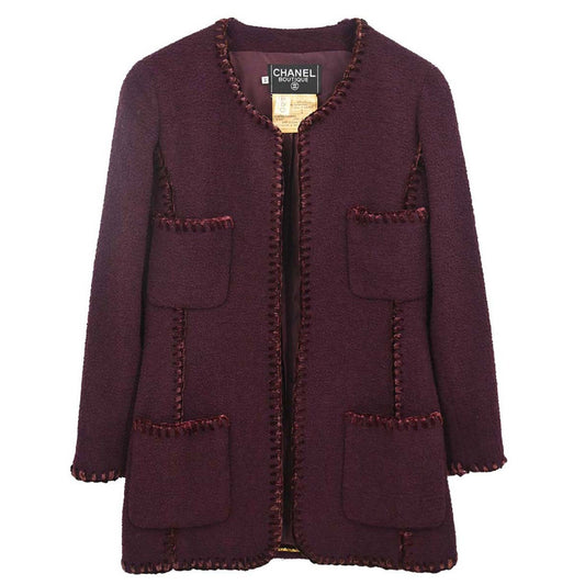 Chanel 1993 Collarless Jacket Brown #36