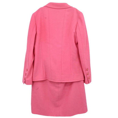 Chanel 1997 Tweed Setup Suit Jacket Skirt Pink #38