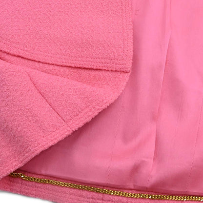 Chanel 1997 Tweed Setup Suit Jacket Skirt Pink #38