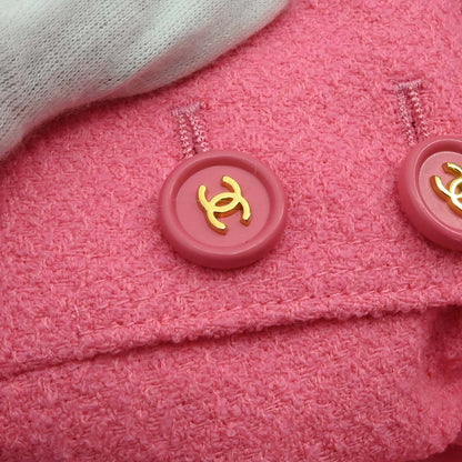 Chanel 1997 Tweed Setup Suit Jacket Skirt Pink #38