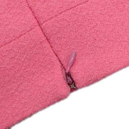 Chanel 1997 Tweed Setup Suit Jacket Skirt Pink #38