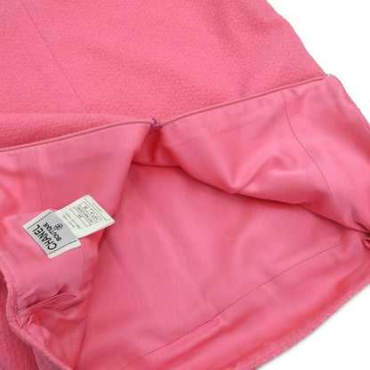 Chanel 1997 Tweed Setup Suit Jacket Skirt Pink #38