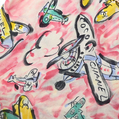 Chanel Short Sleeve Airplane Print Shirt Blouse Pink #40