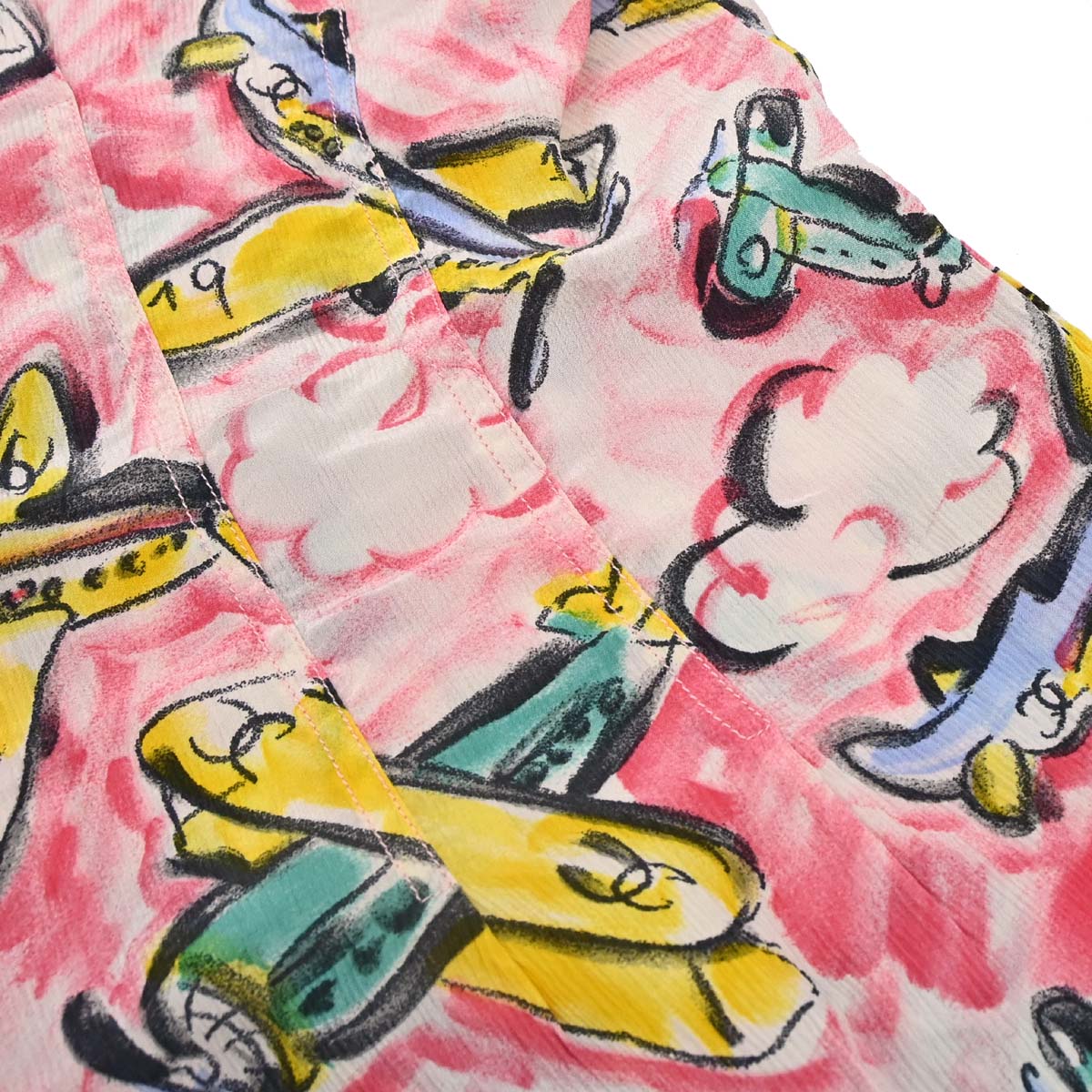 Chanel Short Sleeve Airplane Print Shirt Blouse Pink #40