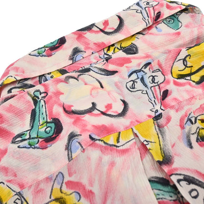 Chanel Short Sleeve Airplane Print Shirt Blouse Pink #40
