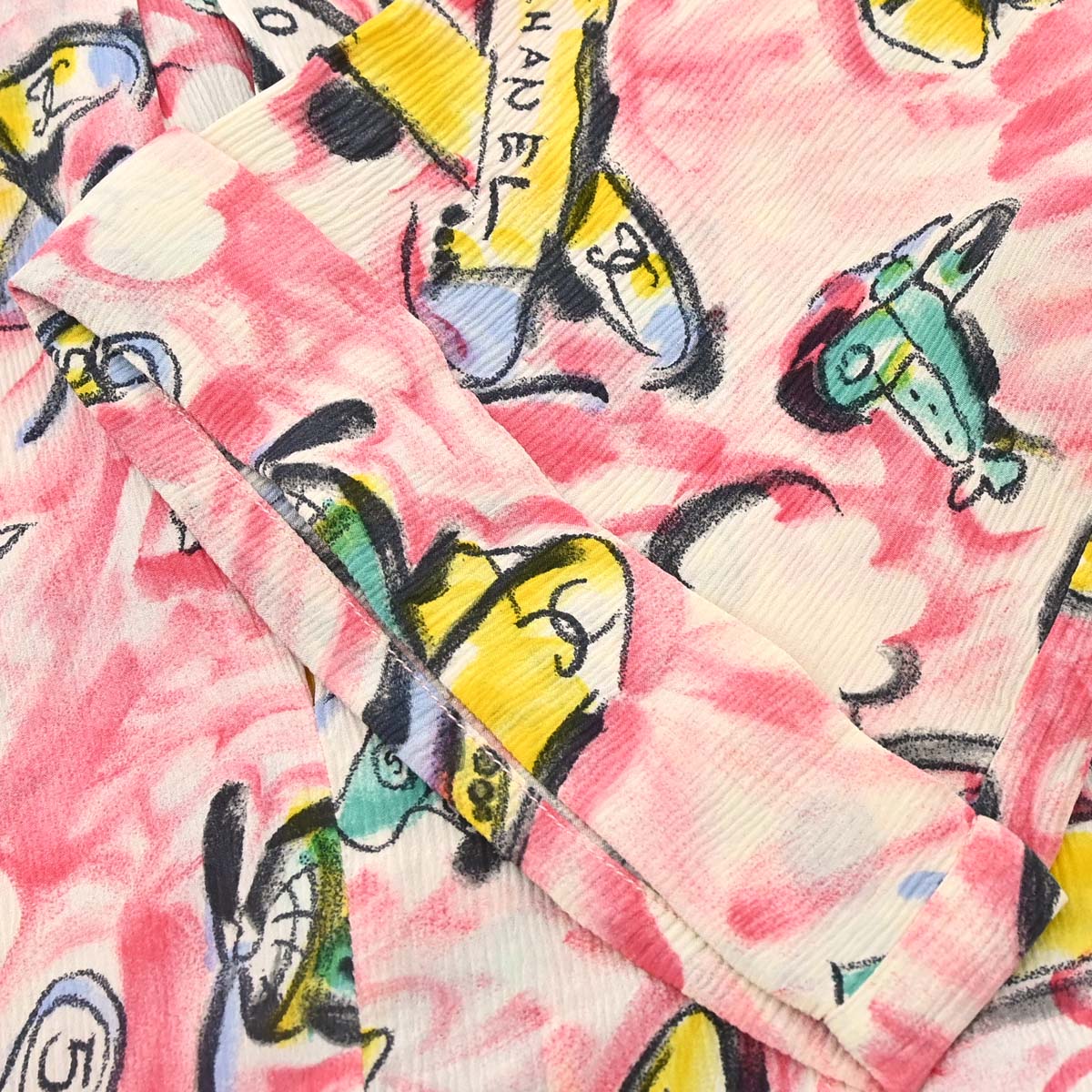 Chanel Short Sleeve Airplane Print Shirt Blouse Pink #40