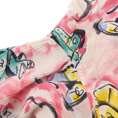 Chanel Short Sleeve Airplane Print Shirt Blouse Pink #40