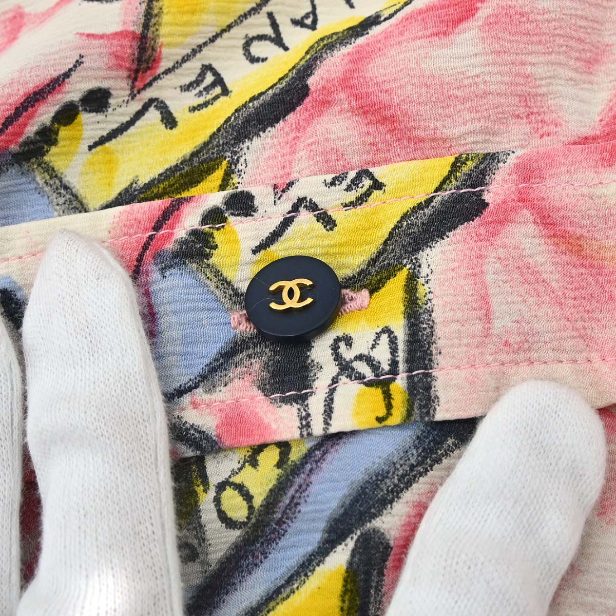 Chanel Short Sleeve Airplane Print Shirt Blouse Pink #40