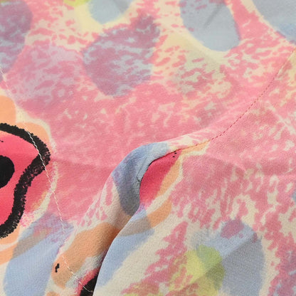 Chanel Short Sleeve Cropped Floral Print Shirt Blouse Pink
