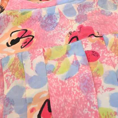Chanel Short Sleeve Cropped Floral Print Shirt Blouse Pink