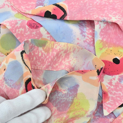 Chanel Short Sleeve Cropped Floral Print Shirt Blouse Pink