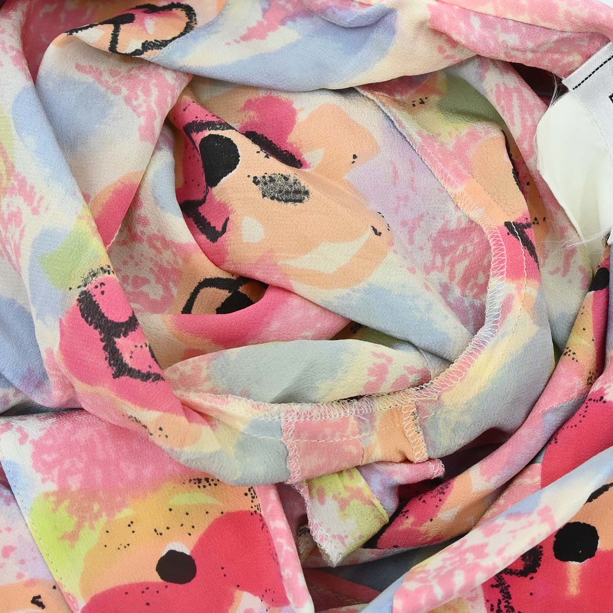 Chanel Short Sleeve Cropped Floral Print Shirt Blouse Pink