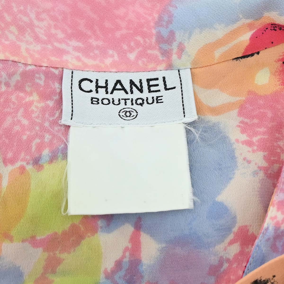 Chanel Short Sleeve Cropped Floral Print Shirt Blouse Pink