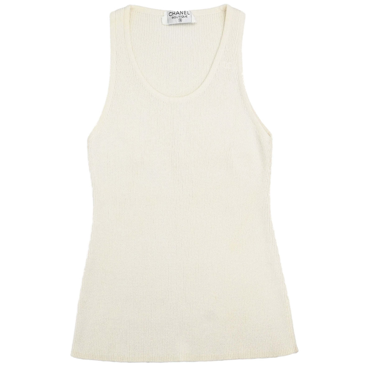 Chanel Sleeveless Tank Top Glitter White
