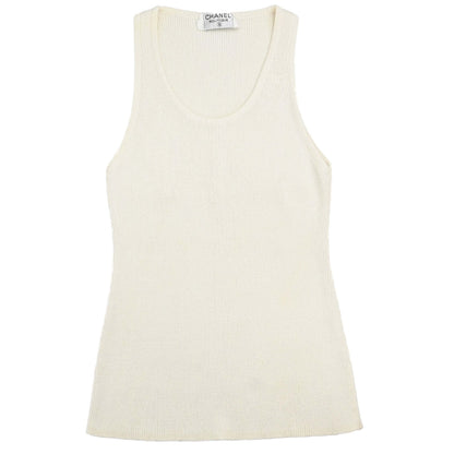Chanel Sleeveless Tank Top Glitter White