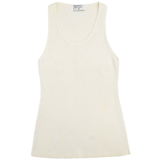 Chanel Sleeveless Tank Top Glitter White