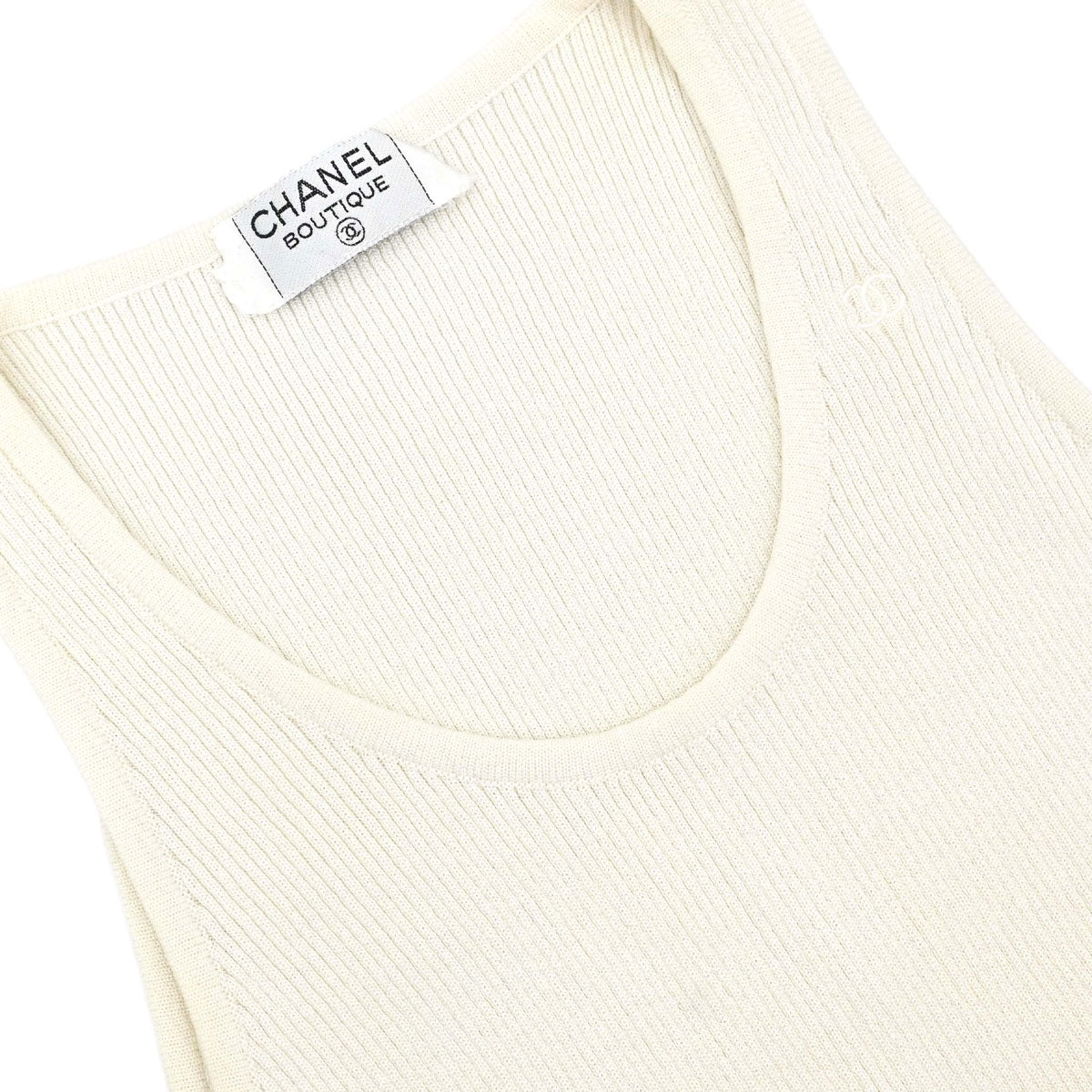 Chanel Sleeveless Tank Top Glitter White