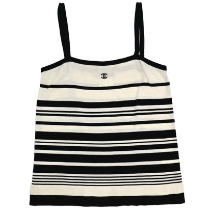 Chanel 1998 Striped Camisole Top Black Ivory #38
