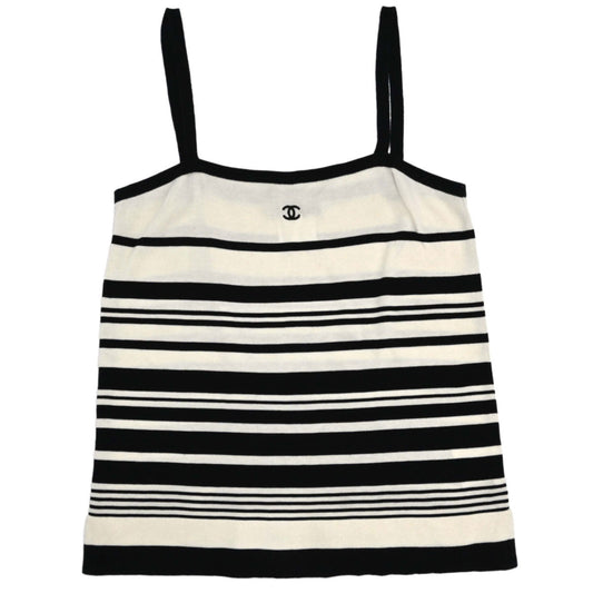 Chanel 1998 Striped Camisole Top Black Ivory #38