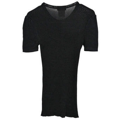 Chanel 1997 Short Sleeve Ribbed Cardigan Black #38