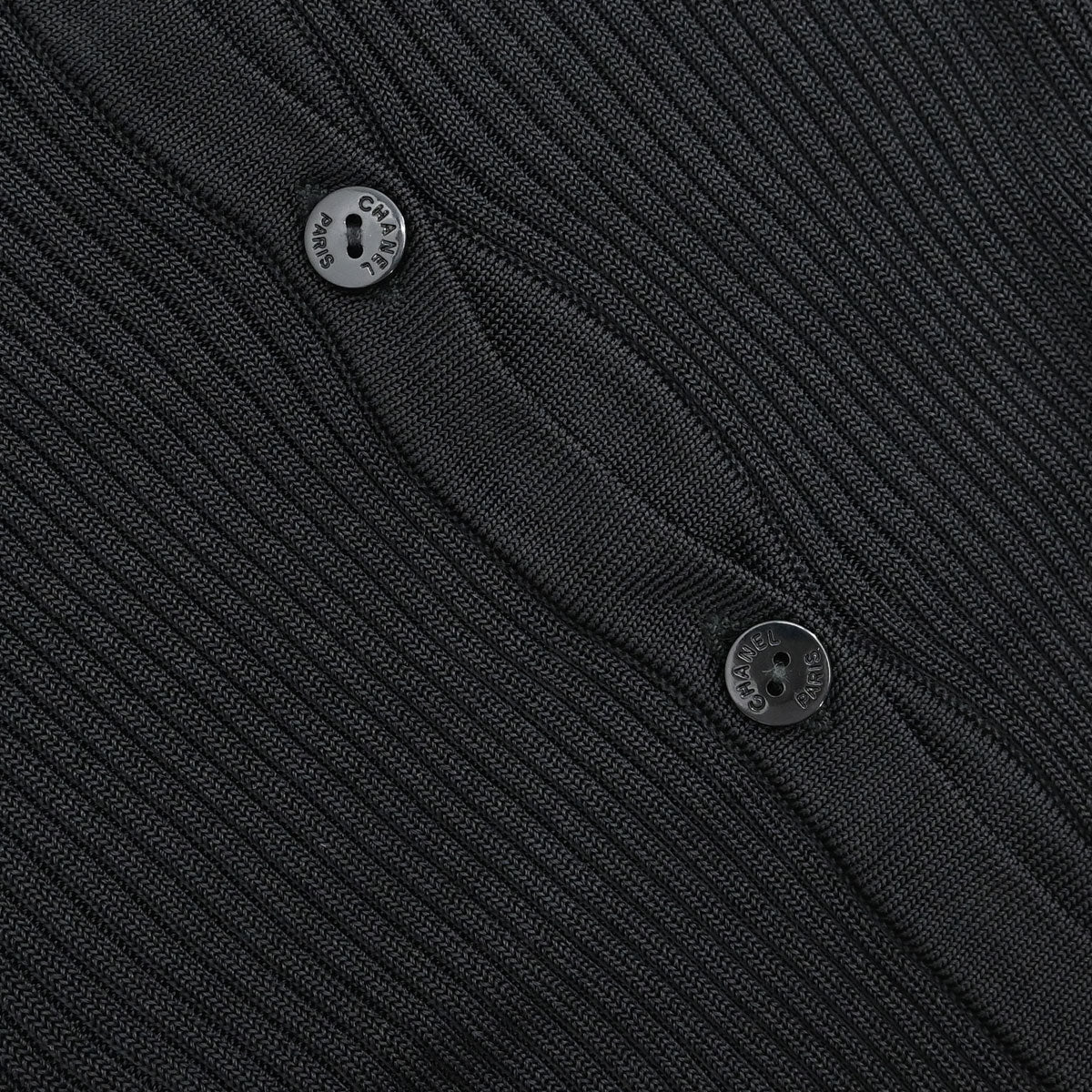 Chanel 1997 Short Sleeve Ribbed Cardigan Black #38