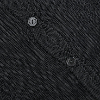 Chanel 1997 Short Sleeve Ribbed Cardigan Black #38