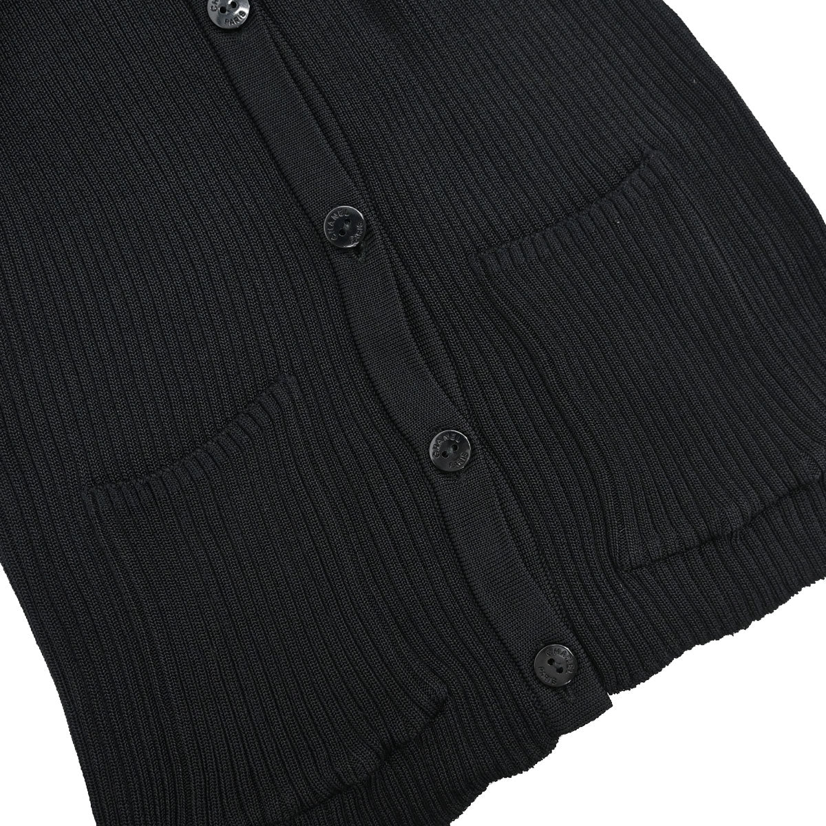 Chanel 1997 Short Sleeve Ribbed Cardigan Black #38