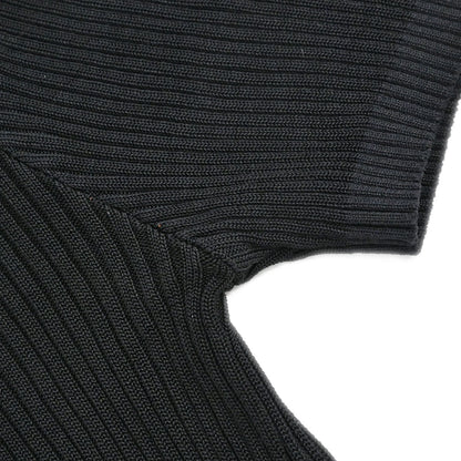 Chanel 1997 Short Sleeve Ribbed Cardigan Black #38