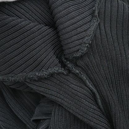 Chanel 1997 Short Sleeve Ribbed Cardigan Black #38