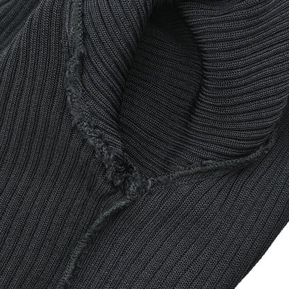 Chanel 1997 Short Sleeve Ribbed Cardigan Black #38