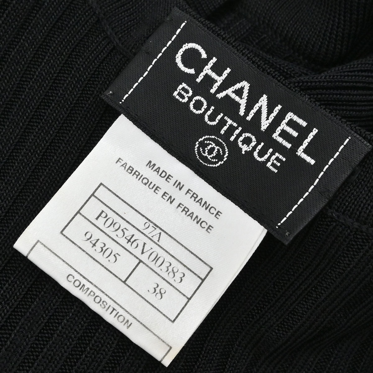 Chanel 1997 Short Sleeve Ribbed Cardigan Black #38