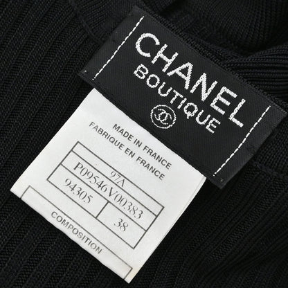 Chanel 1997 Short Sleeve Ribbed Cardigan Black #38