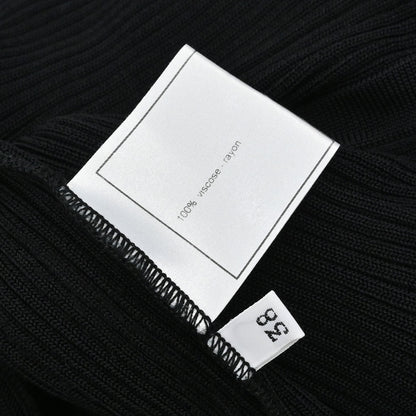 Chanel 1997 Short Sleeve Ribbed Cardigan Black #38