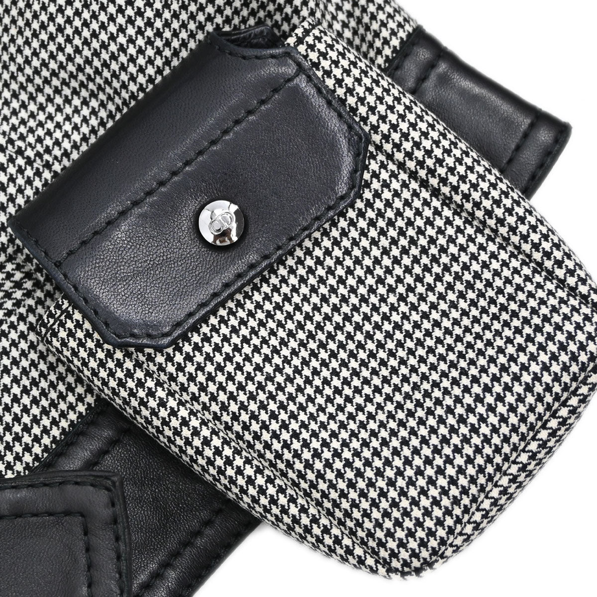 Christian Dior 2002 Collarless Zip Up Houndstooth Jacket Black #40