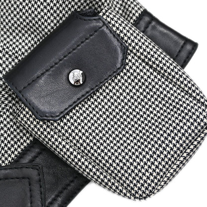 Christian Dior 2002 Collarless Zip Up Houndstooth Jacket Black #40