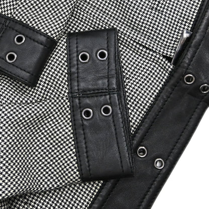 Christian Dior 2002 Collarless Zip Up Houndstooth Jacket Black #40