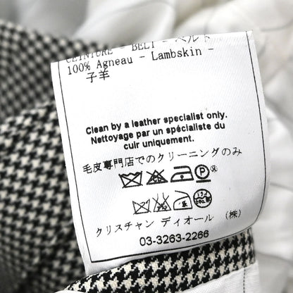 Christian Dior 2002 Collarless Zip Up Houndstooth Jacket Black #40