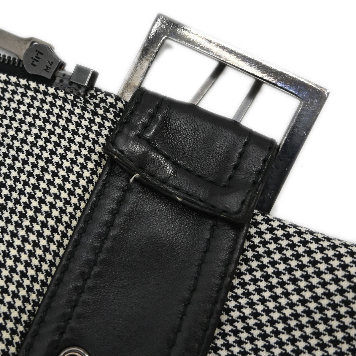 Christian Dior 2002 Collarless Zip Up Houndstooth Jacket Black #40