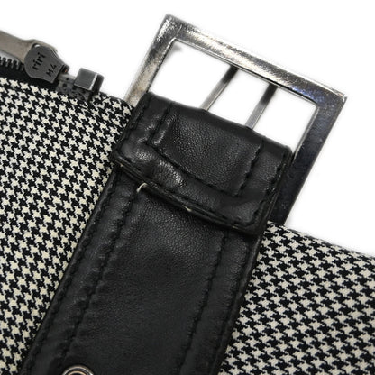 Christian Dior 2002 Collarless Zip Up Houndstooth Jacket Black #40