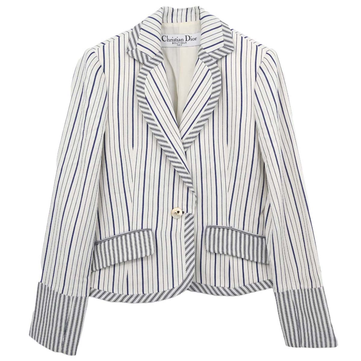 Christian Dior 2006 Striped Jacket White Blue #38