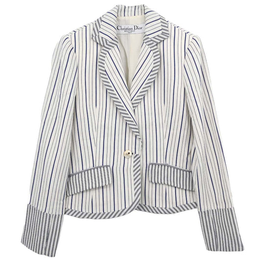 Christian Dior 2006 Striped Jacket White Blue #38