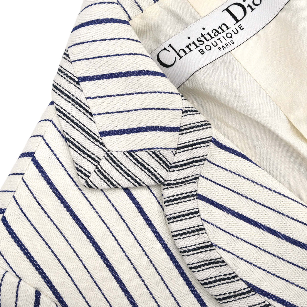Christian Dior 2006 Striped Jacket White Blue #38